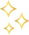 Four yellow sparkle or twinkle stars of varying sizes on a white background.