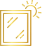 Yellow line drawing of a window with sunlight shining on it.