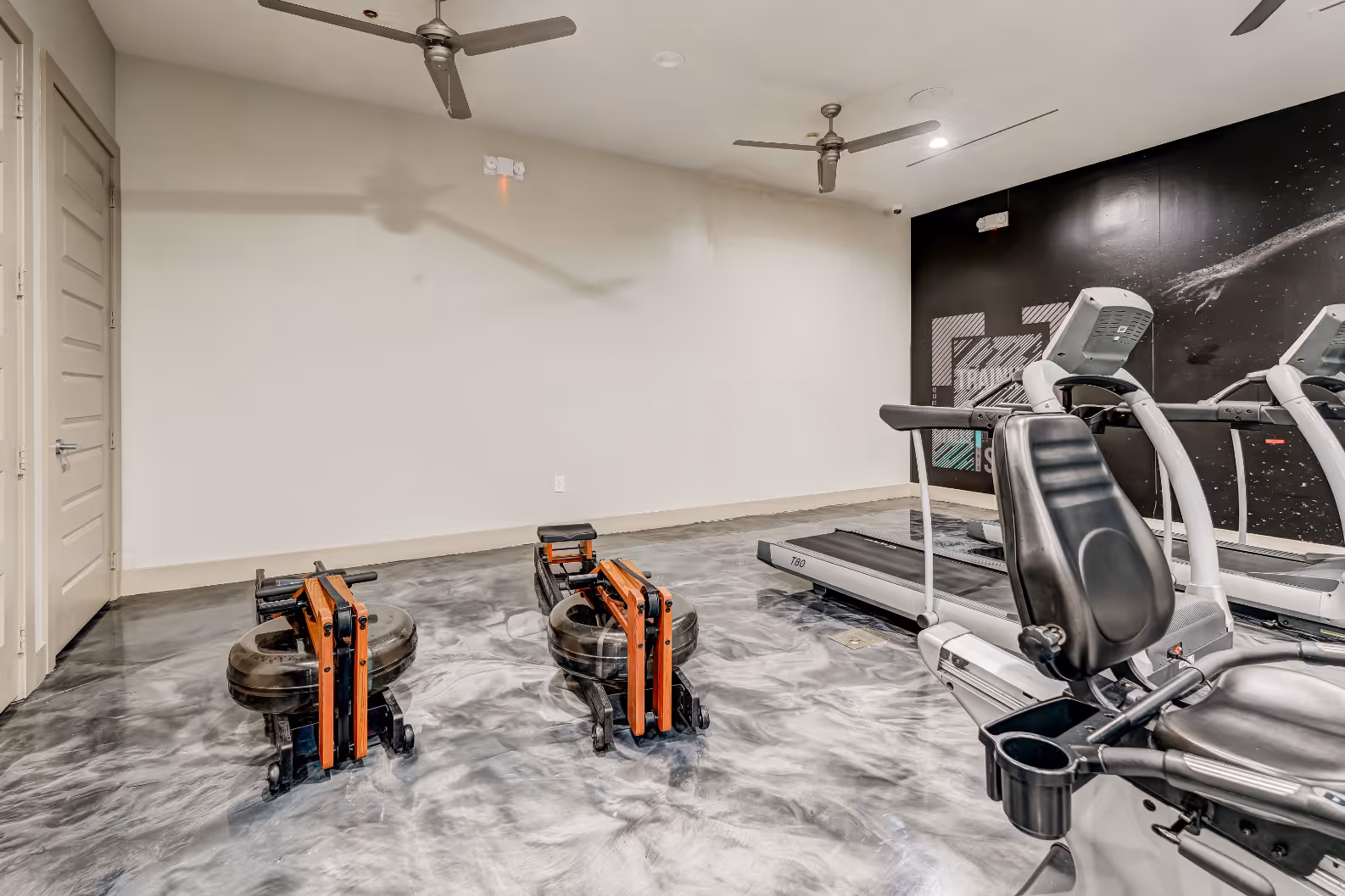 Gym with aerobics machines