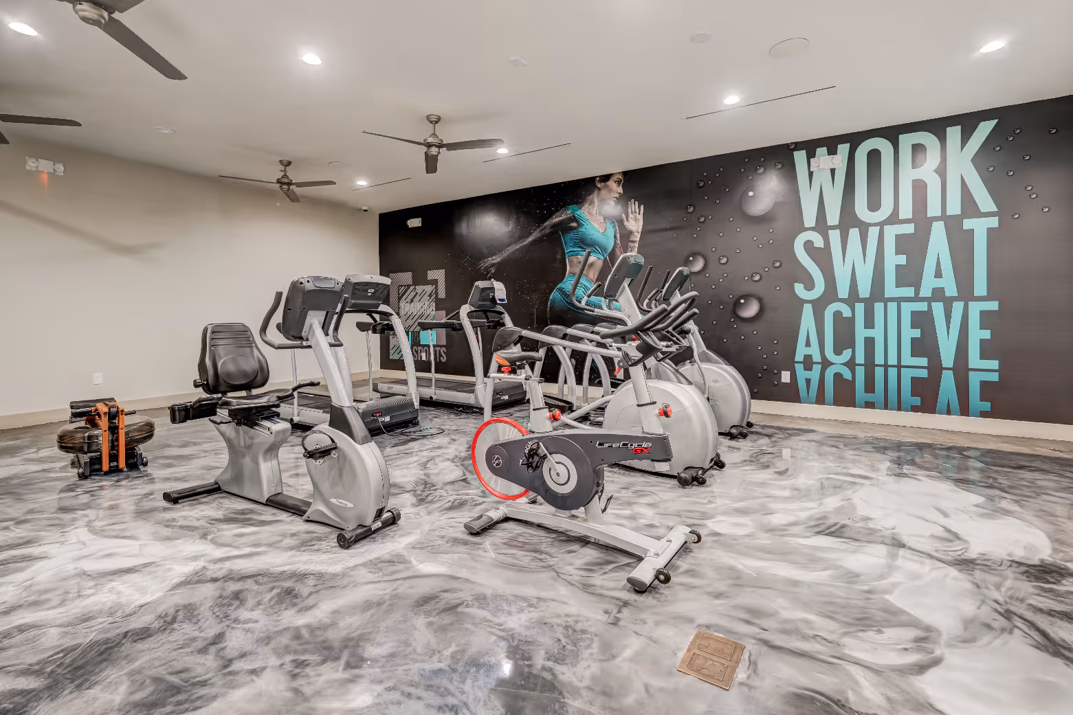 Gym with stationary bikes