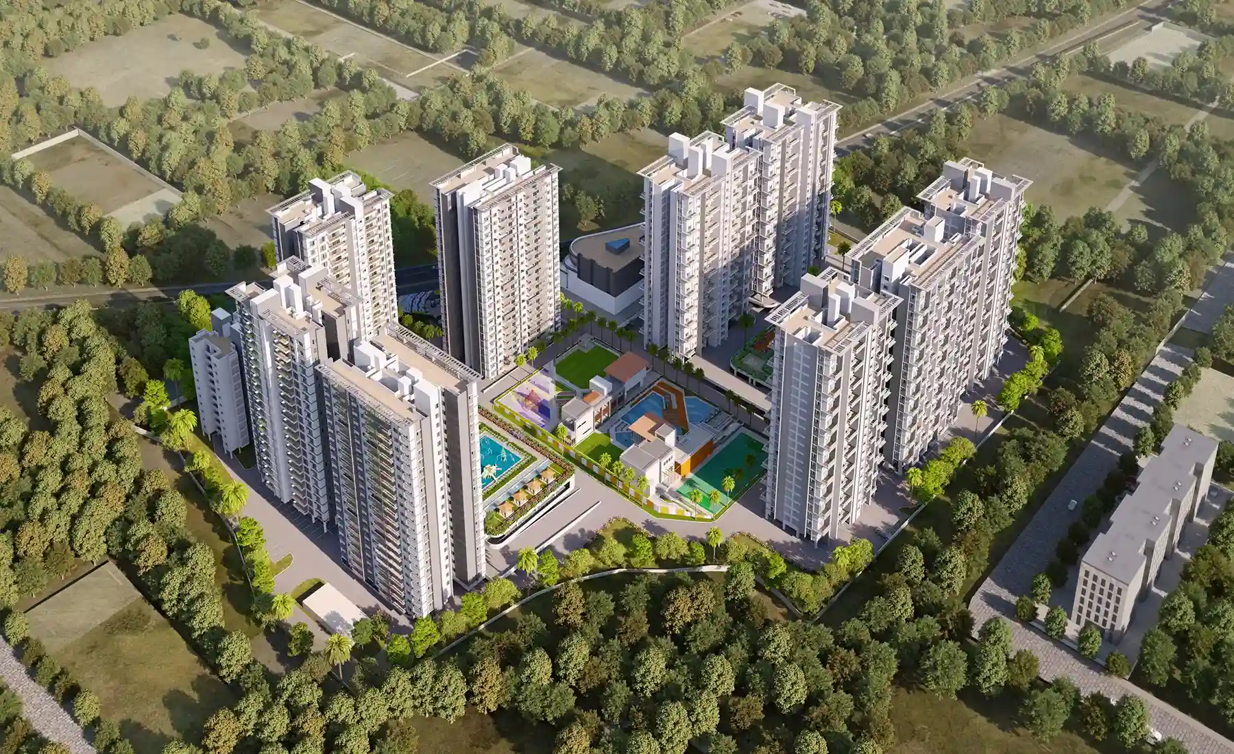 Bhandari 7 Plumeria Drive Arial shot at afternoon Pune