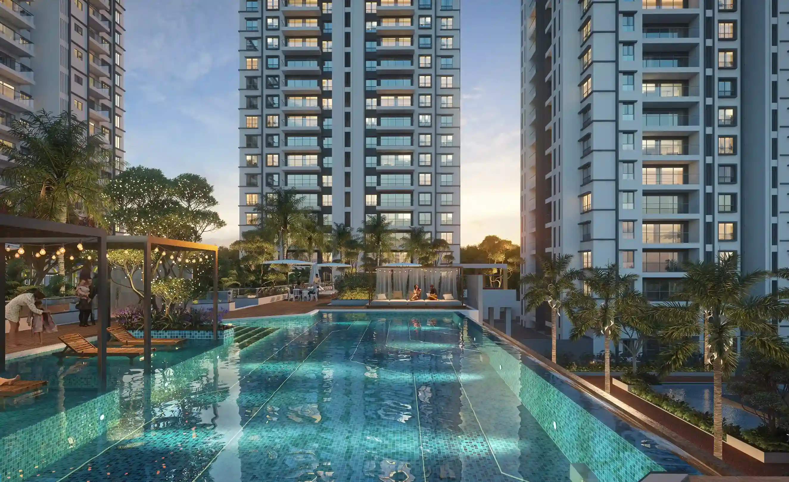 Bhandari 7 Plumeria Drive Central Swimming Pool Amenity Shot, Tathwade Pune