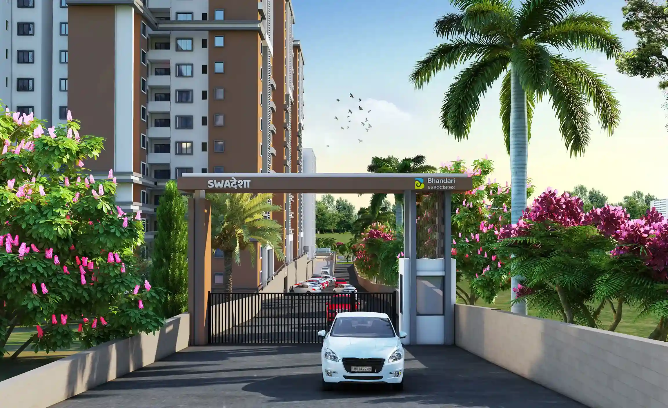 Bhandari Swadesha exterior facade isometric shot at mid day Central Moshi, PuneBhandari Swadesha exterior facade isometric shot at mid day Central Moshi, PuneBhandari Swadesha exterior facade isometric shot at mid day Central Moshi, Pune