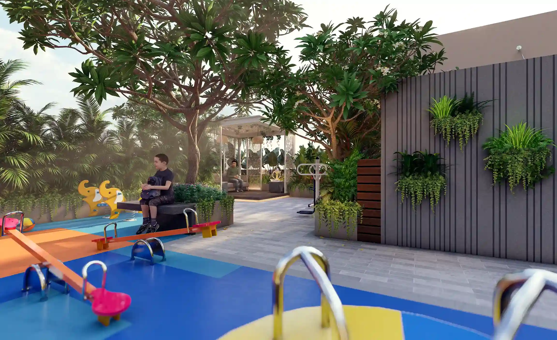 Swadesha Terrace Kids Playground Amenity Side Angle Shot Central Moshi, Pune