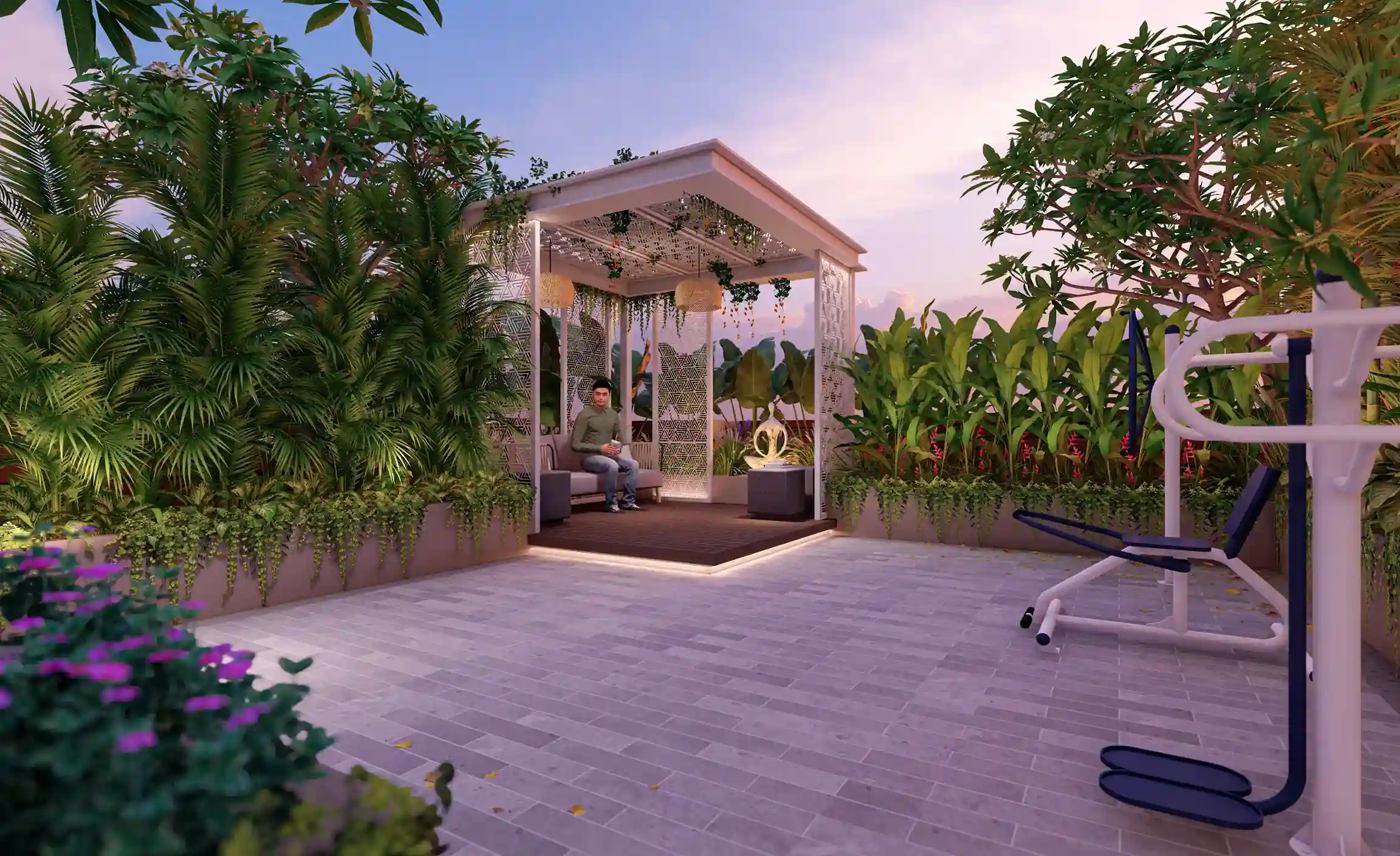 Swadesha Terrace Deck With Seating Amenity Central Moshi, Pune