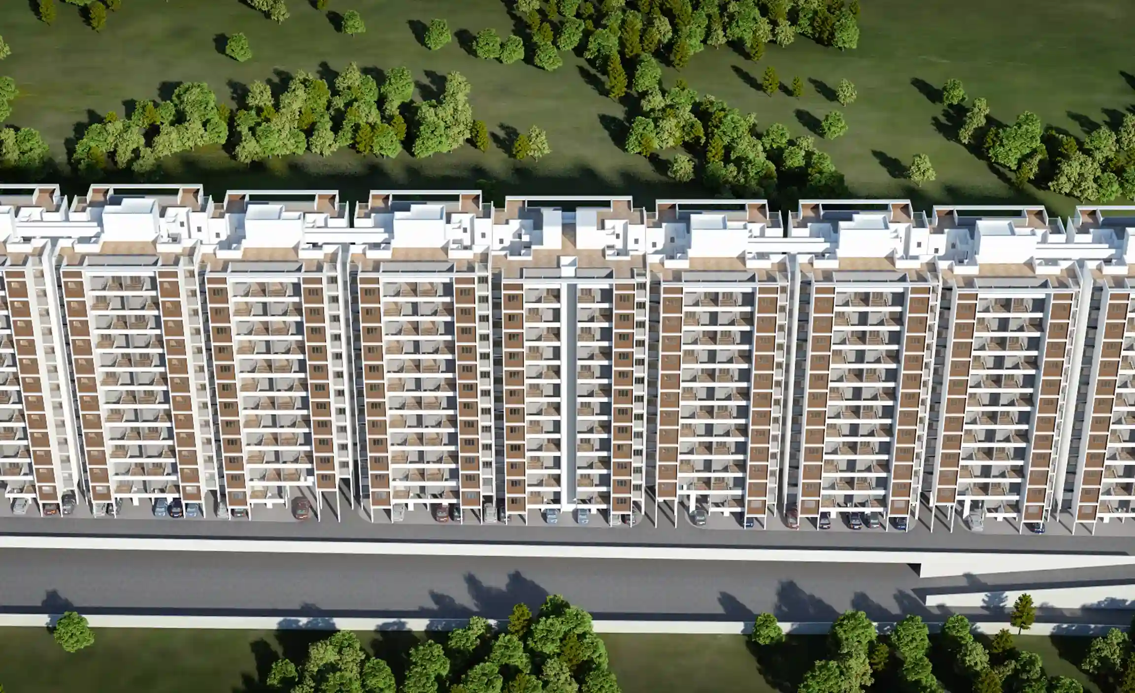 Bhandari Swadesha exterior facade wide shot at mid day Central Moshi, Pune