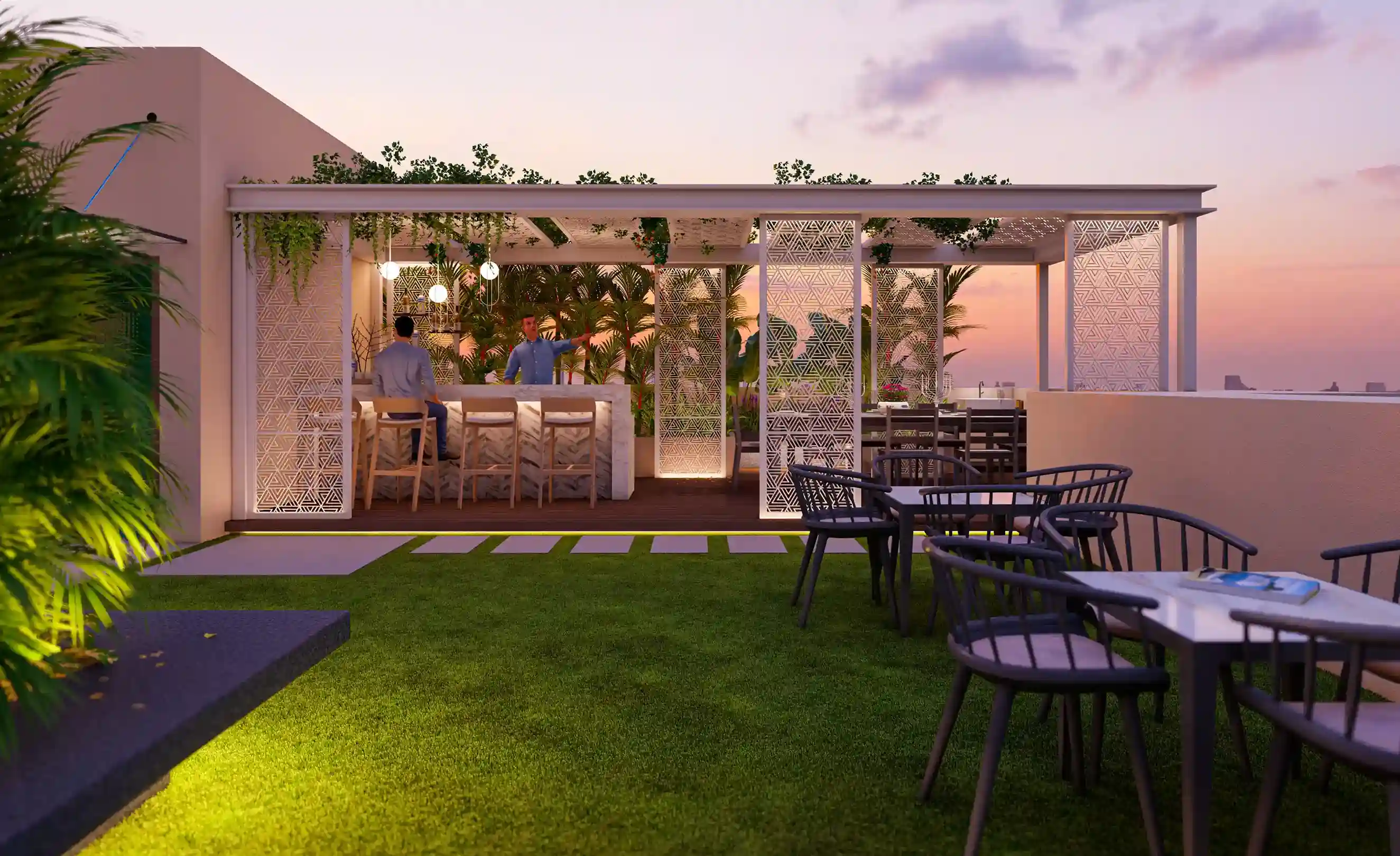 Swadesha Terrace Alfresco Dining Area Amenity Central Moshi, Pune