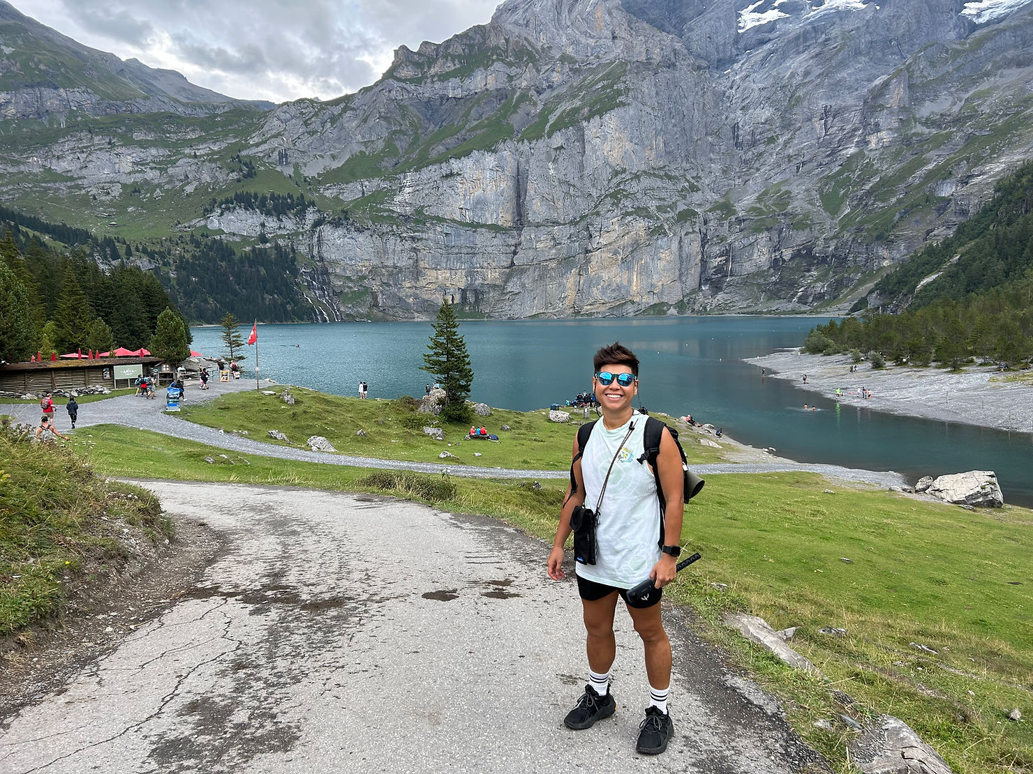 Vivian hiking at Switzerland Lake Oeschinen, 2023