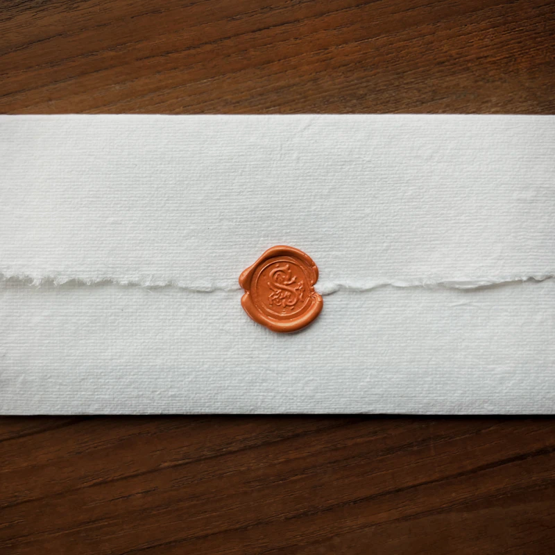 A wax seal on a paper document