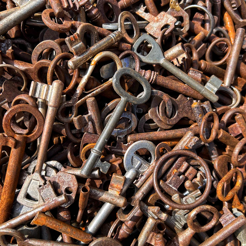 A collection of old metal keys