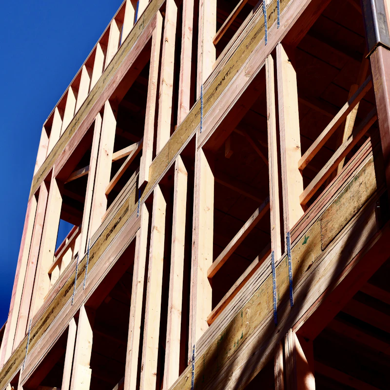 Timber framing forming the structure of a building