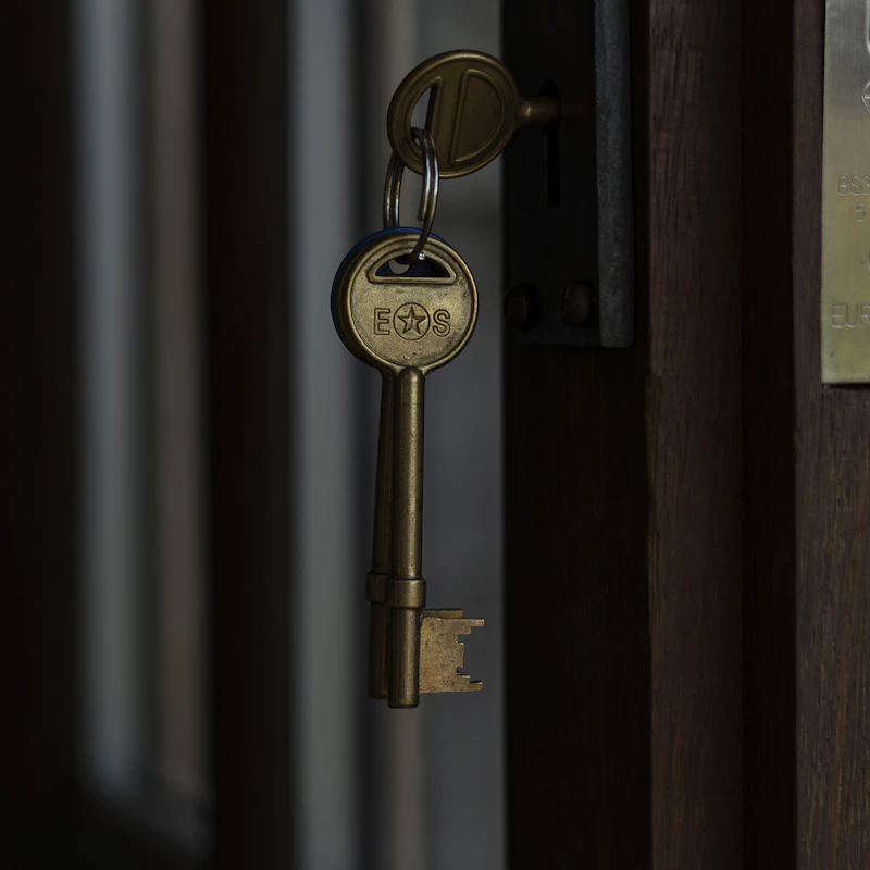 Keys hanging from a door lock