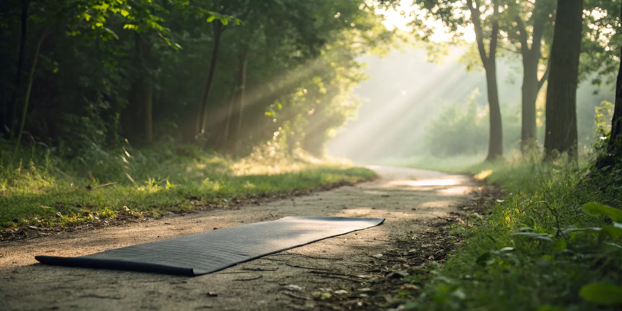 Yoga mat on a path, for understanding why spinal decompression for the lower back hurts.