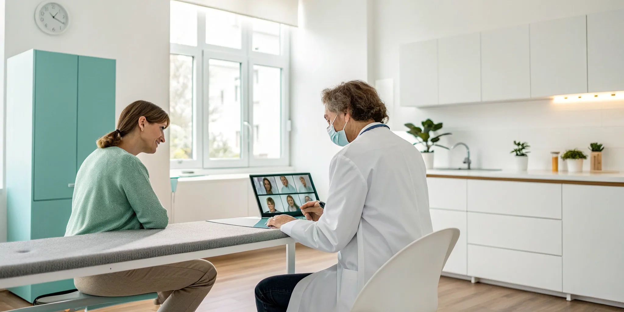 A back pain doctor discusses treatment options with a patient during a consultation.