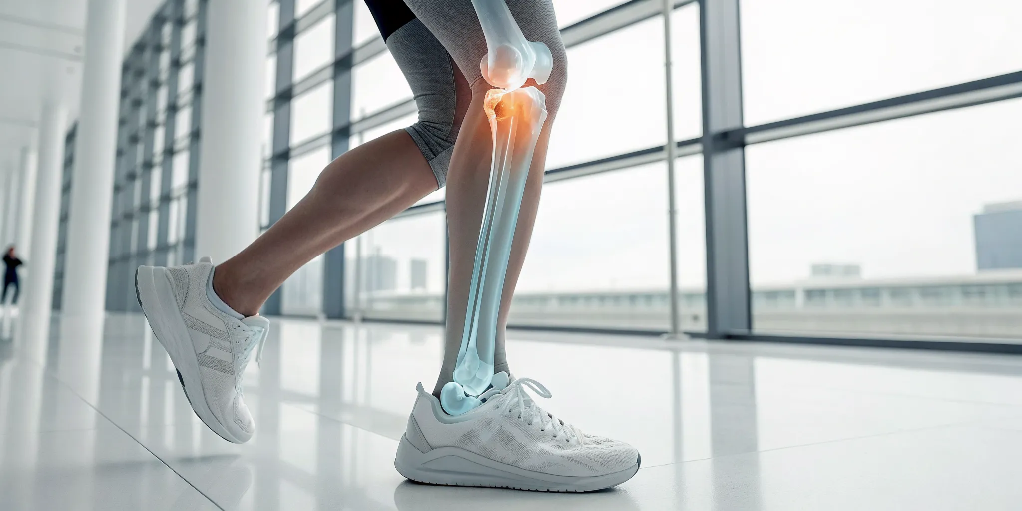 Regenerative medicine targeting knee arthritis pain in a highlighted joint.