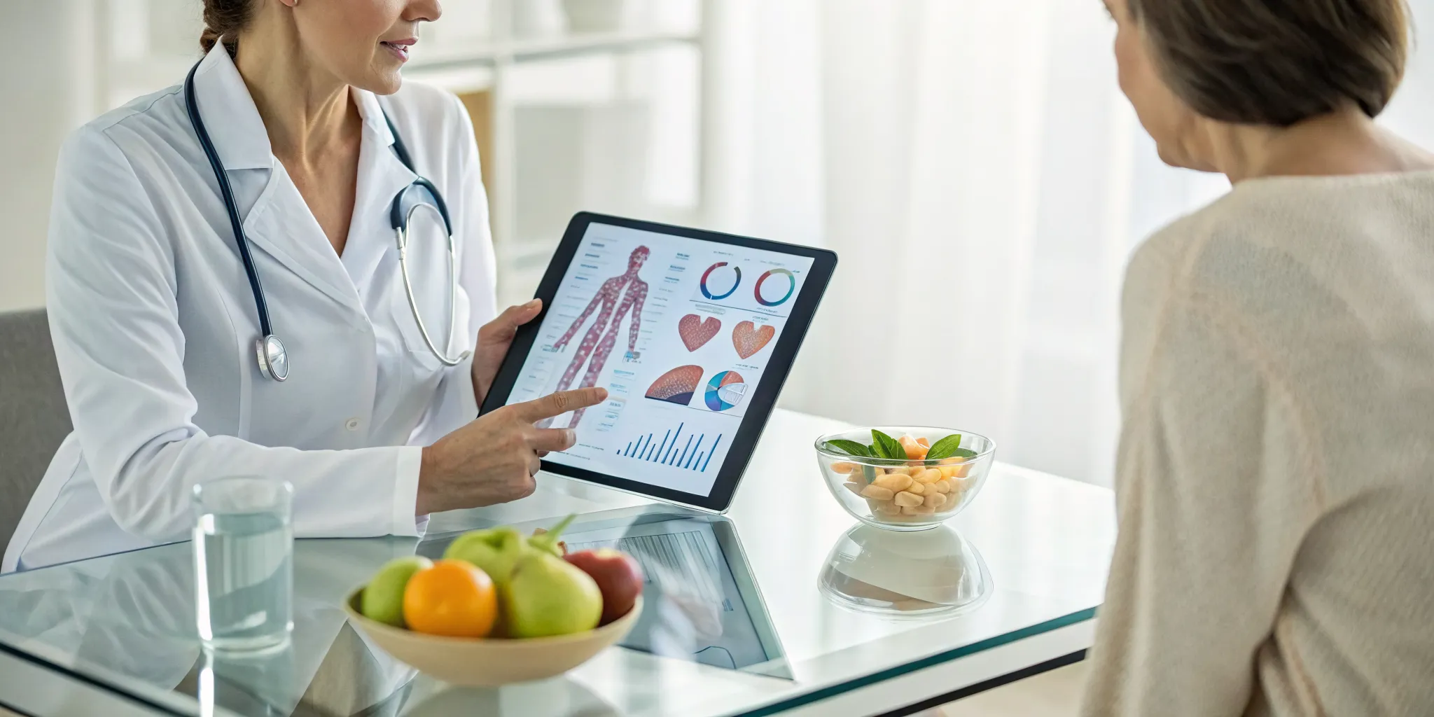 A functional medicine doctor discusses a personalized health plan with a patient.