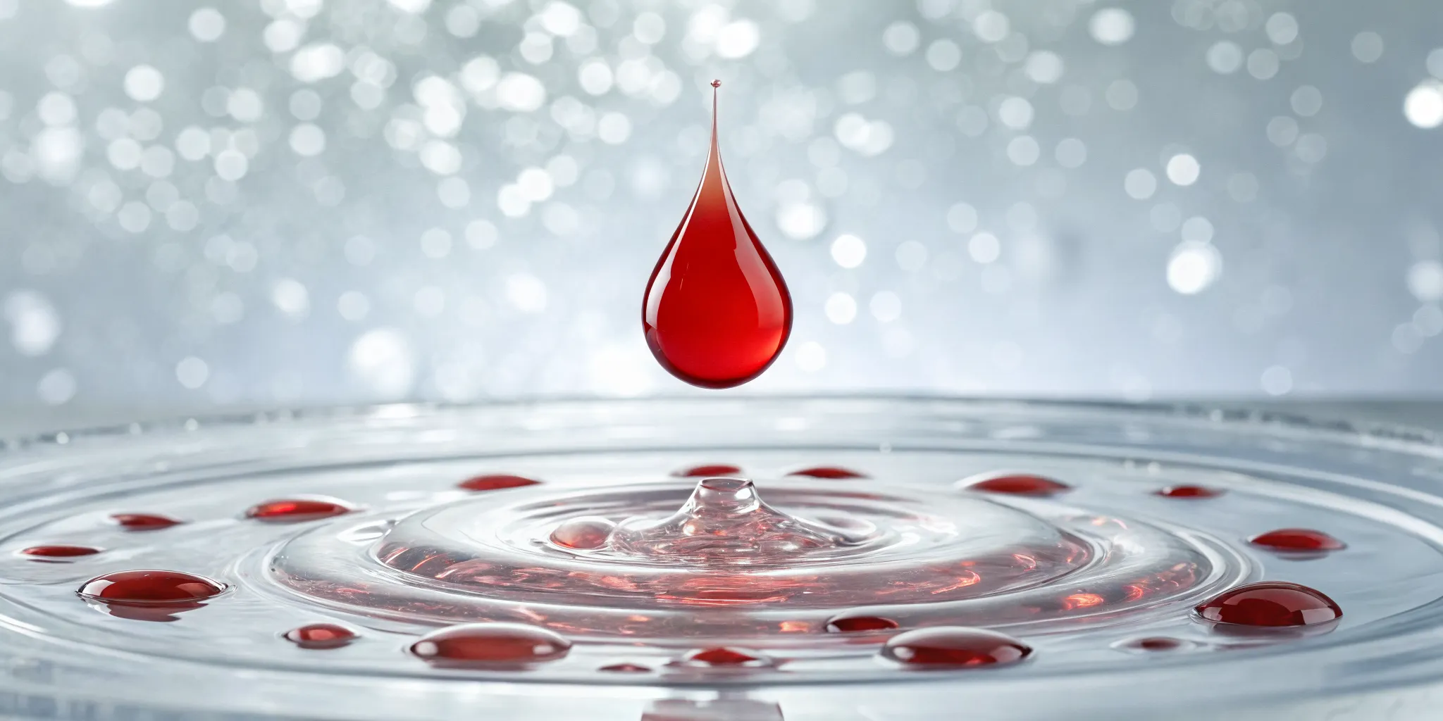 A single drop of blood in a vial for a lab test measuring inflammation markers.