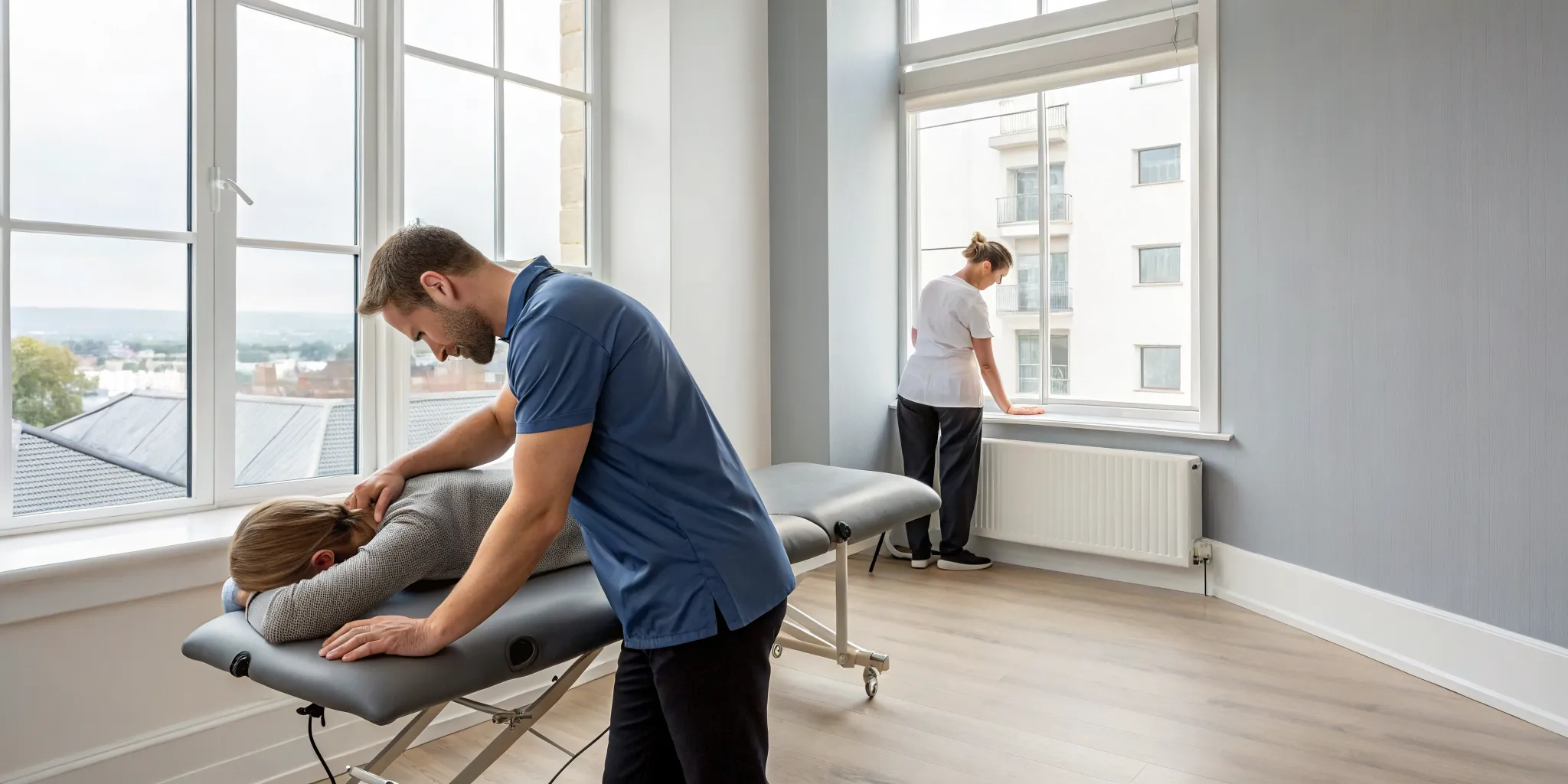 Therapist performing soft tissue therapy on a client's back for targeted pain relief and recovery.