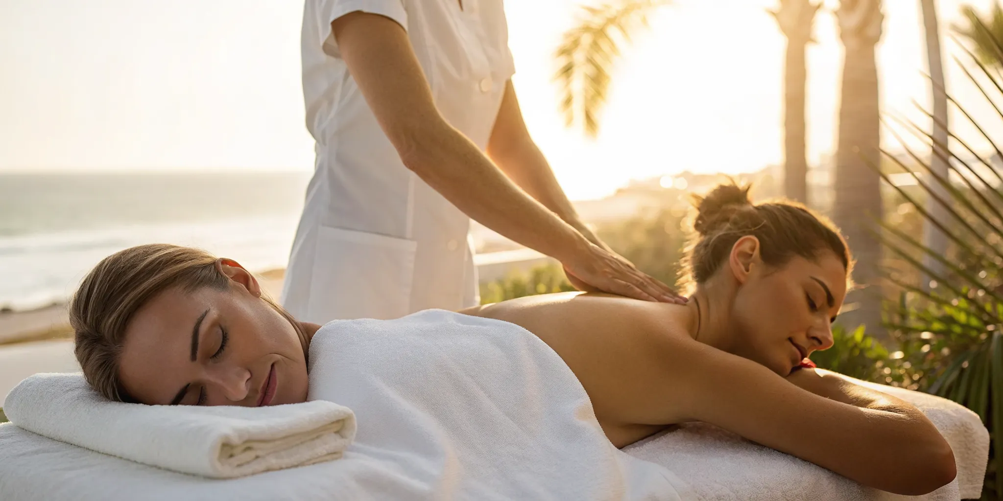 Woman getting a back massage, considering the difference between therapeutic and deep tissue massage.