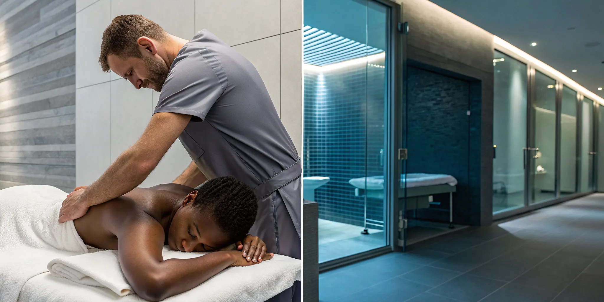 Client receiving a deep tissue massage, one option versus a therapeutic massage.