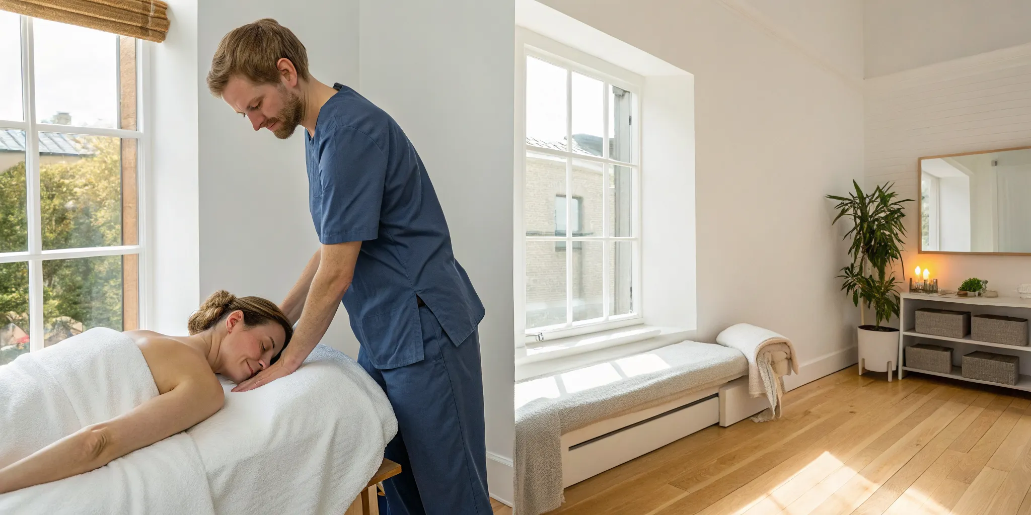 A person getting a massage before or after their chiropractic adjustment.