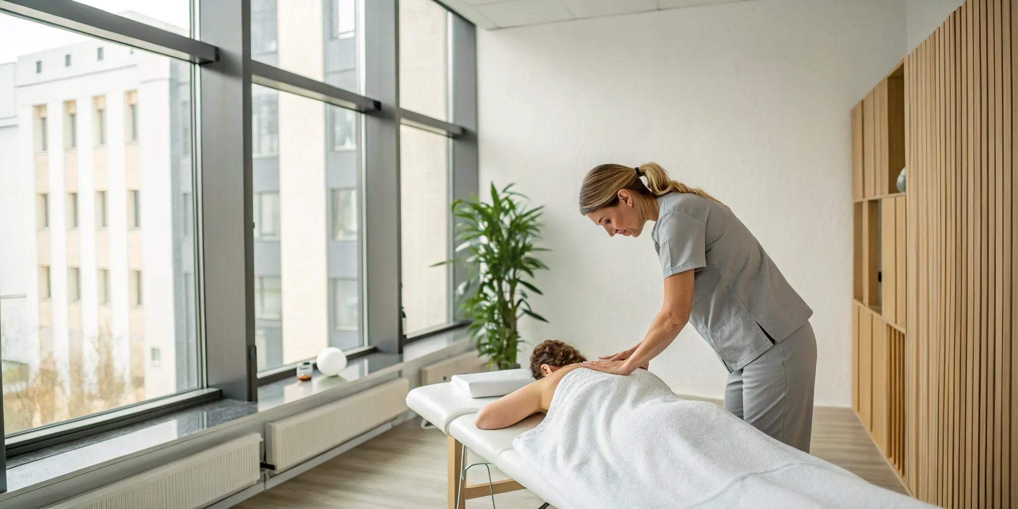 Therapist providing myofascial release benefits for pain relief and improved mobility.