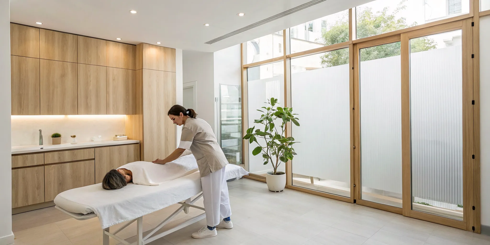 Lymphatic release therapy session treating conditions that cause swelling, pain, and fluid buildup.