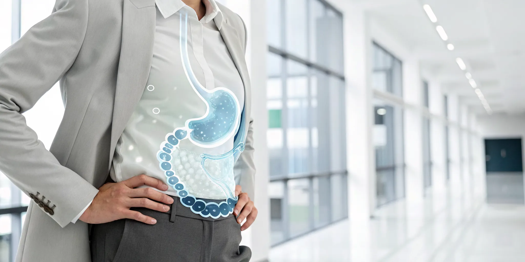 A visual of a person's digestive system showing the main causes of bloating.