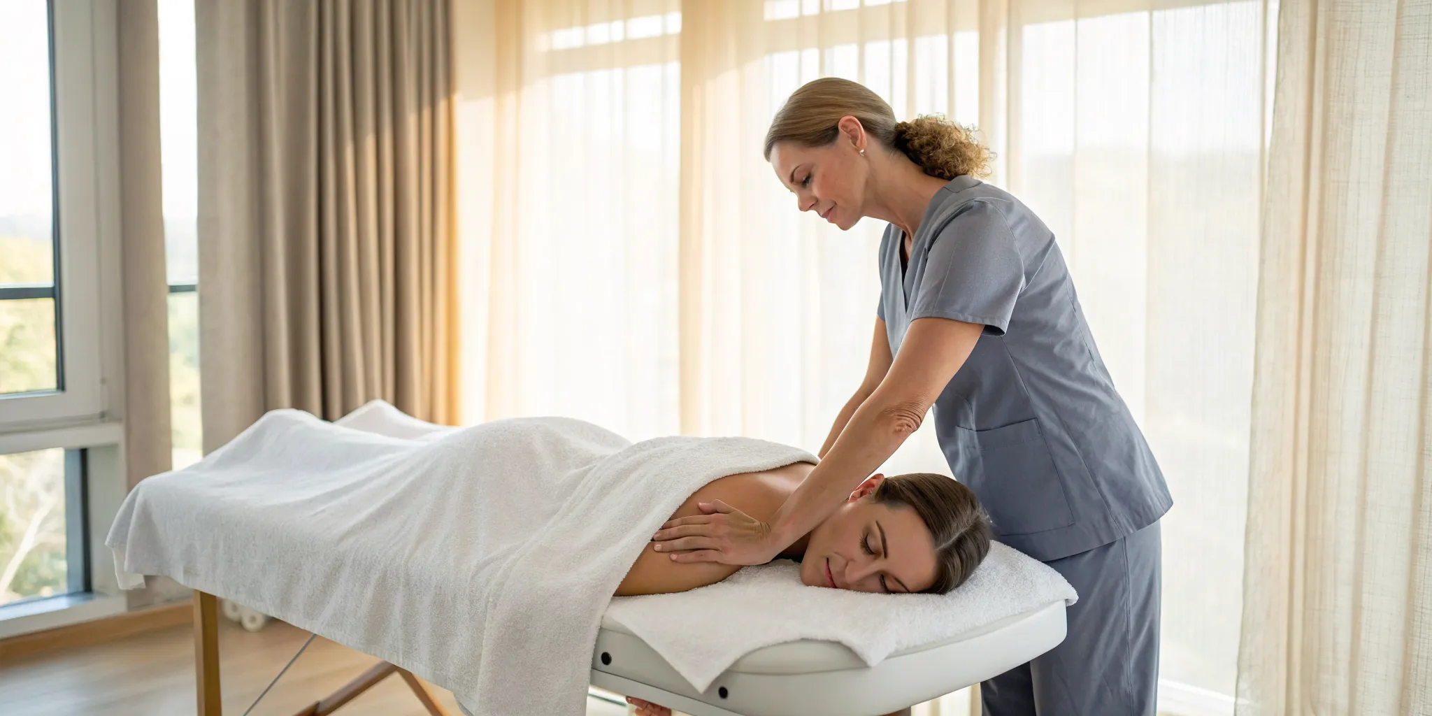 Book a myofascial release session with a therapist for hands-on pain relief.