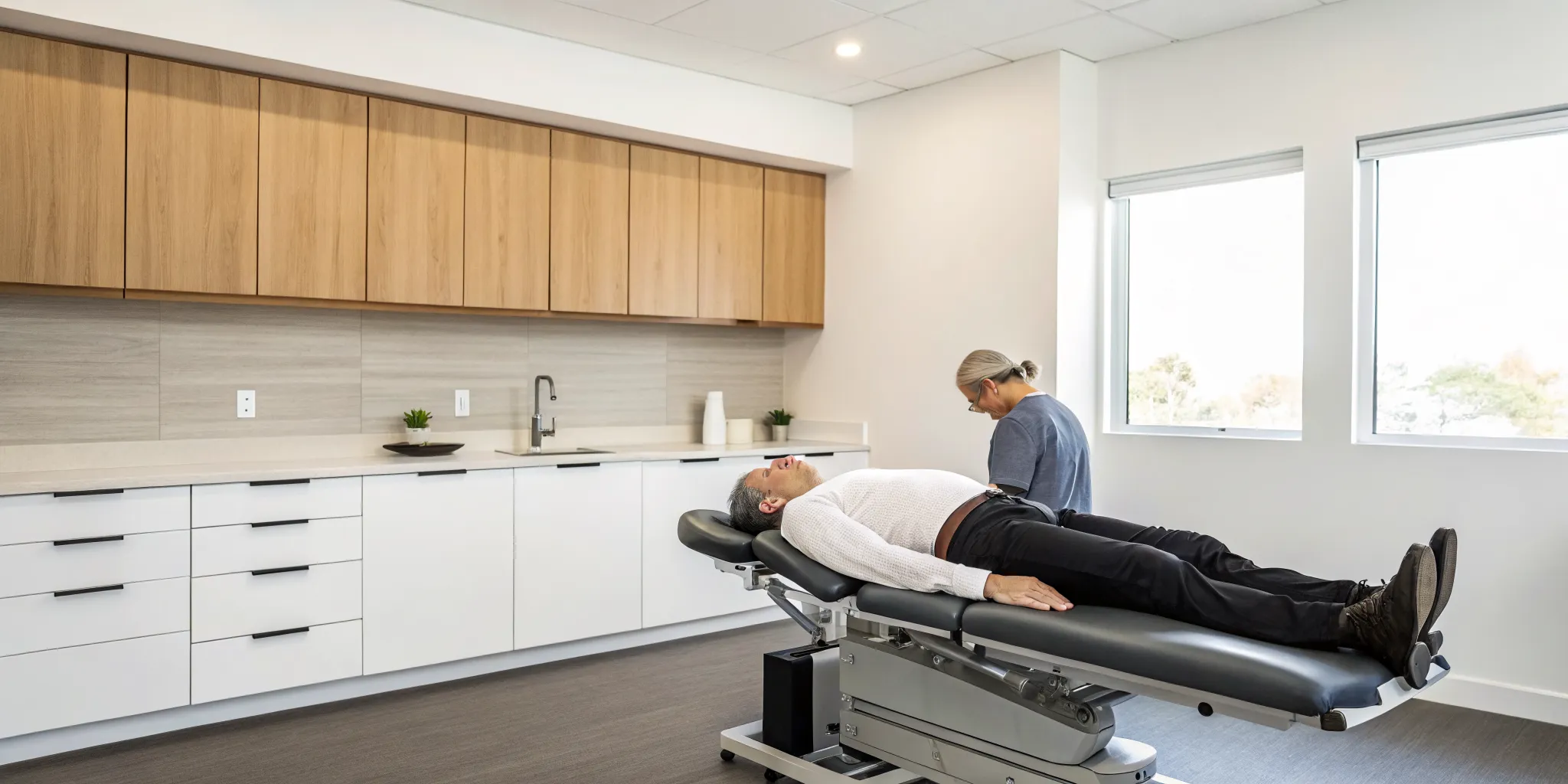 Cervical decompression chiropractor treating a patient for neck pain relief.