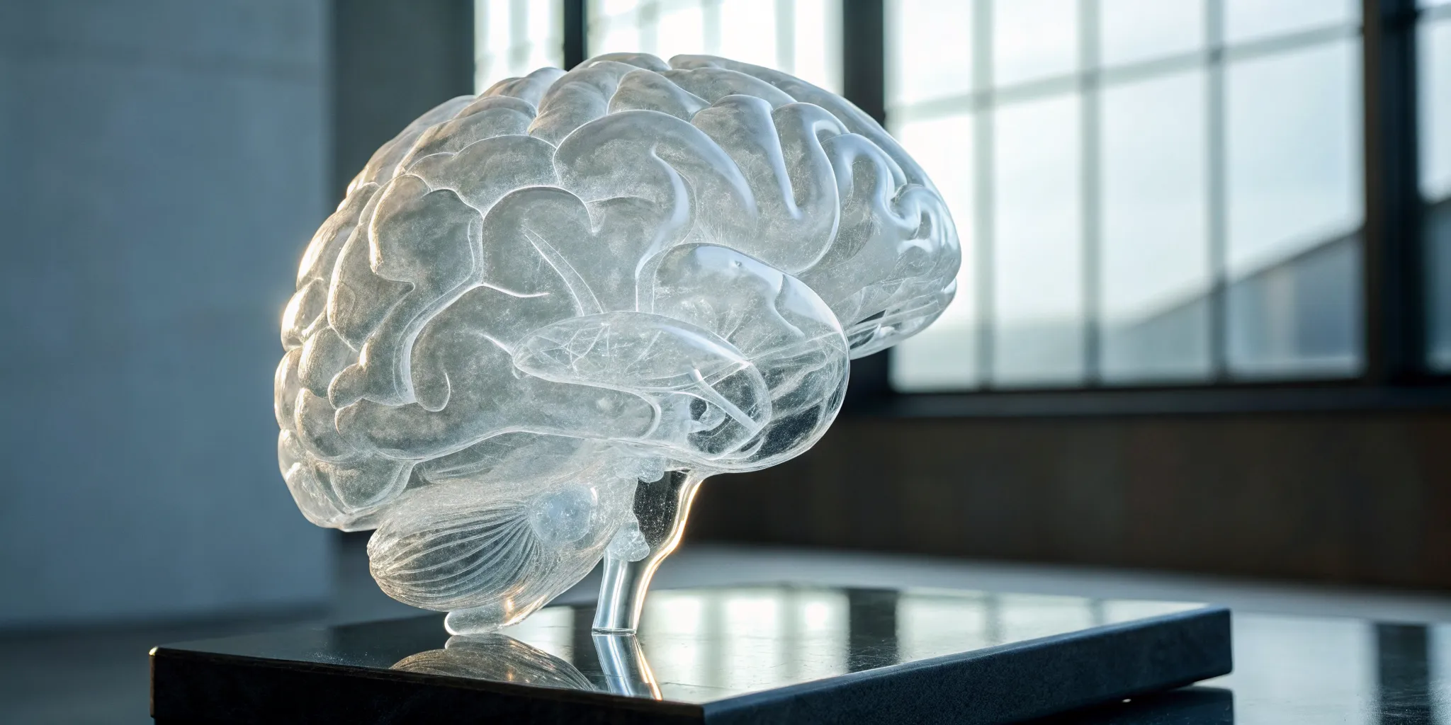 Transparent brain model focused on improving cognitive longevity and brain health.