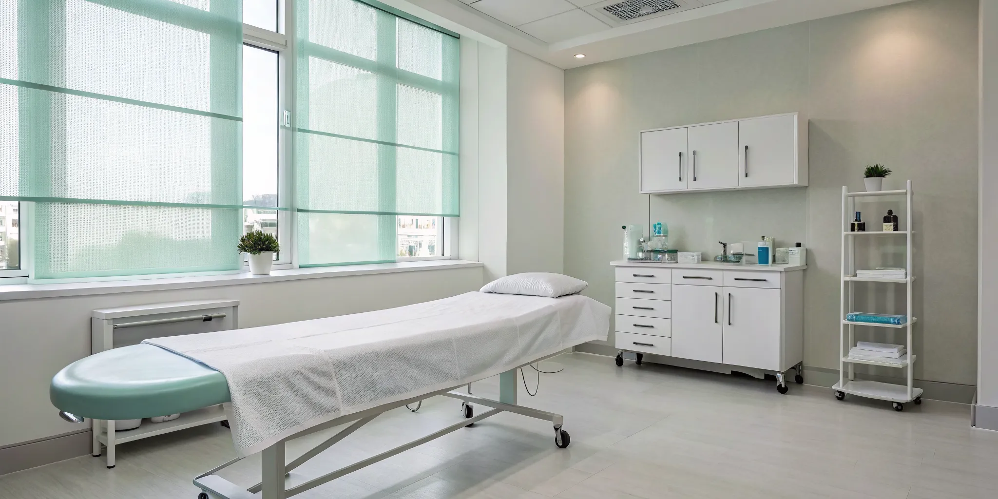 Shockwave therapy machine and treatment bed for heel pain relief.