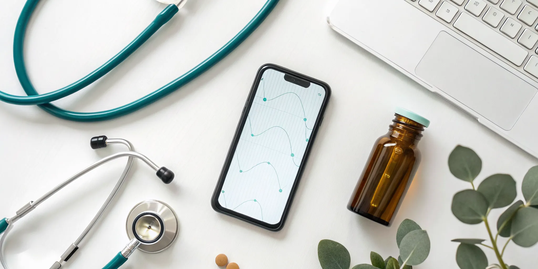 Using an FSA for a functional medicine doctor with a laptop, supplements, and a stethoscope.