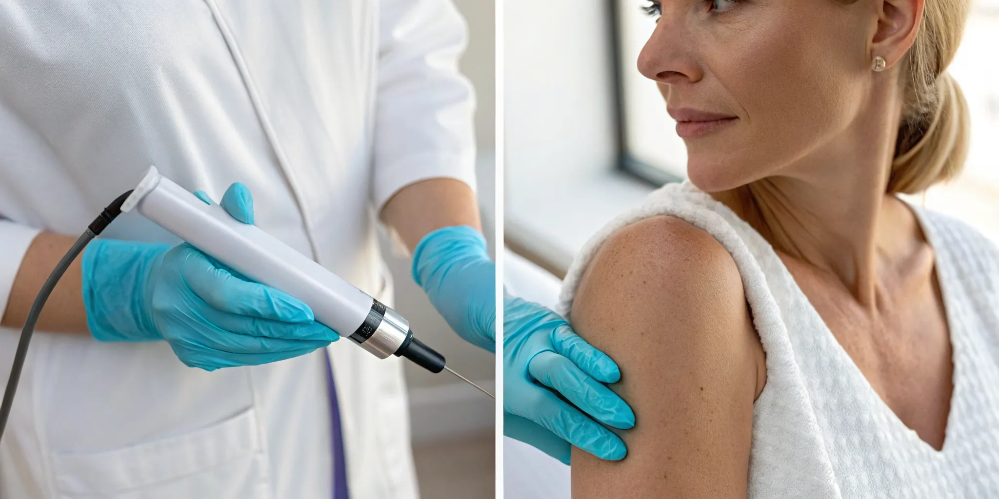 Shockwave therapy vs cortisone injection for shoulder pain relief.