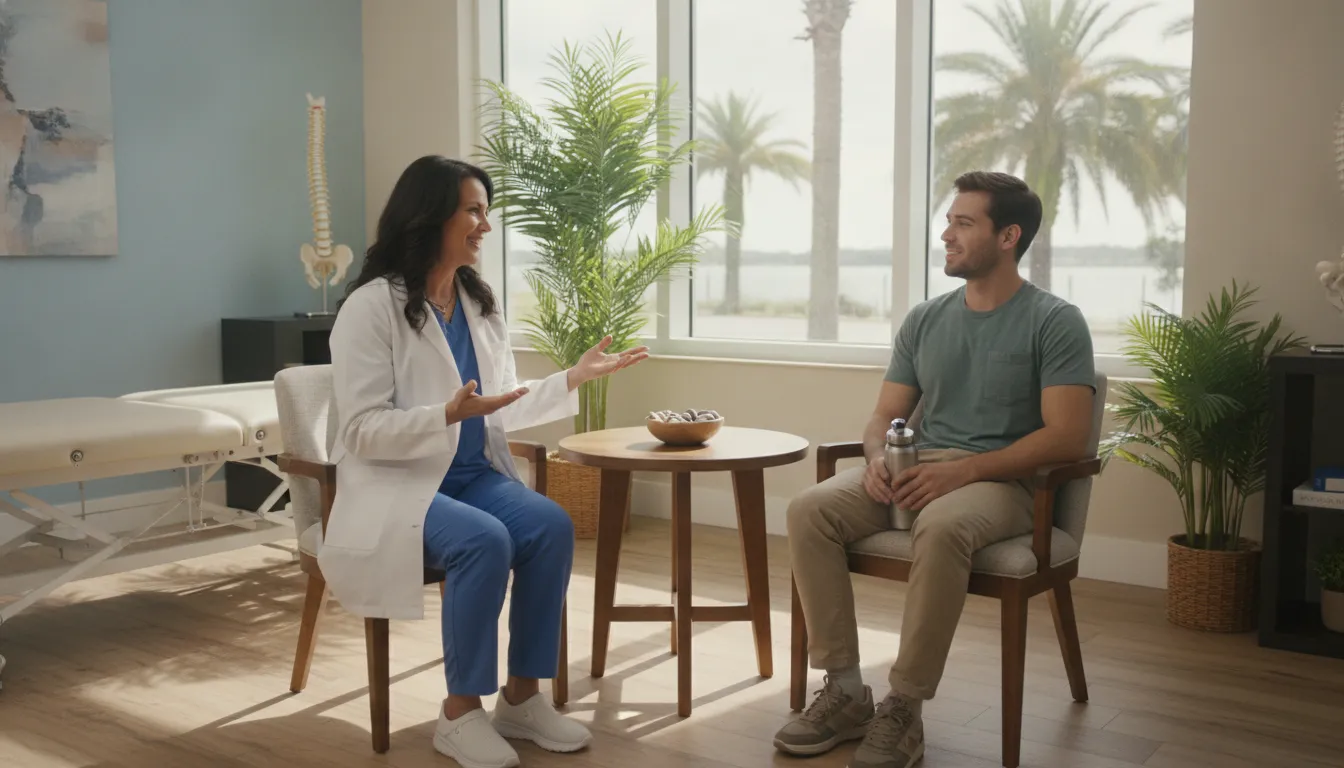 Welcoming chiropractic consultation room in Tampa, Florida