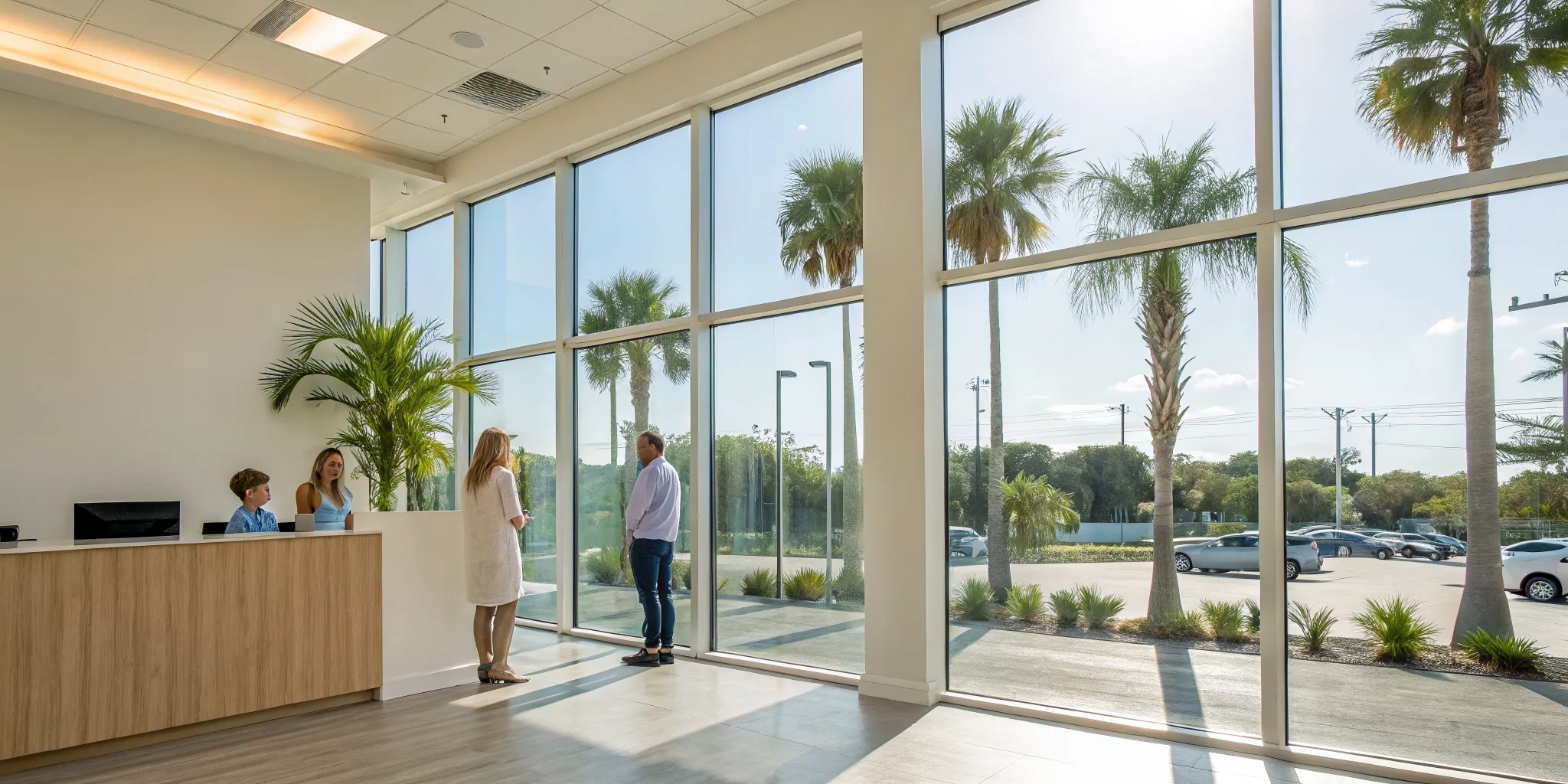 Family chiropractor in Tampa accepting new patients at the reception desk.