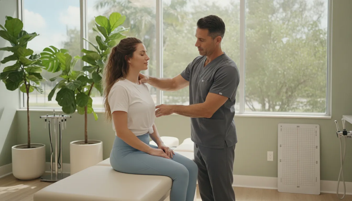Chiropractor assessing a patient posture during chiropractic care in Tampa at Ascend Functional Health