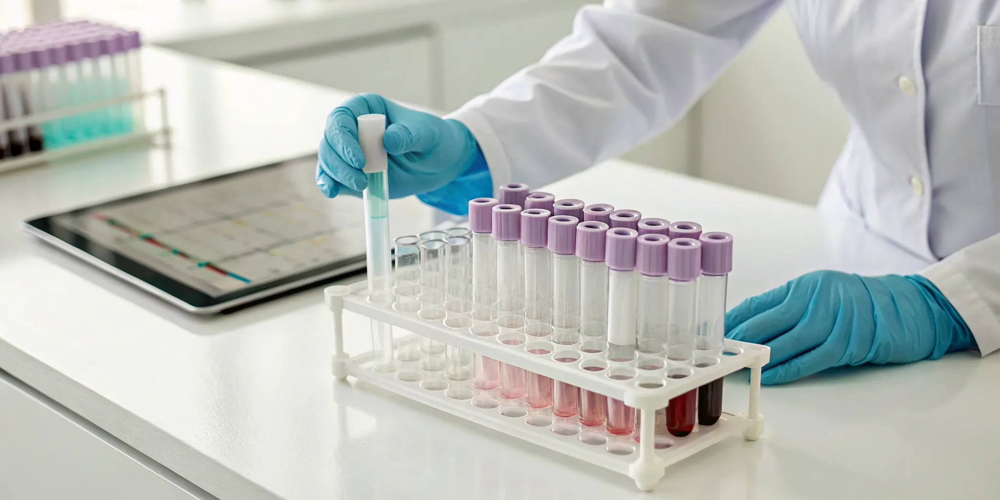 Lab tech preparing a comprehensive bloodwork panel in Tampa.