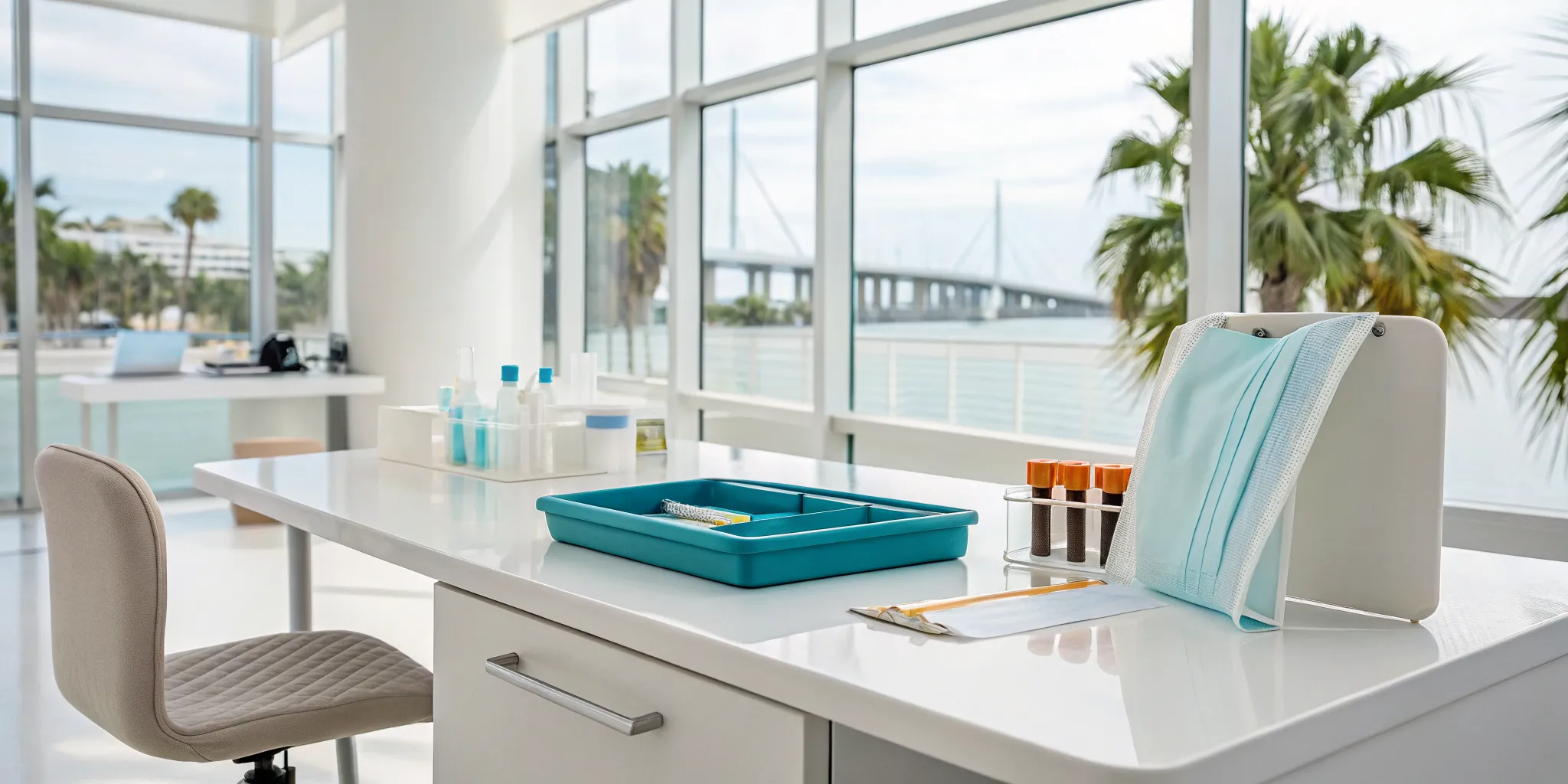 A comprehensive stool test kit at a functional health clinic in Tampa.