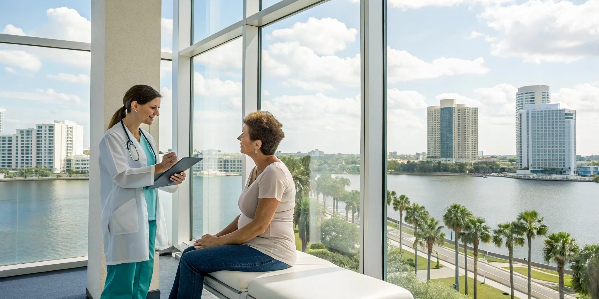 Doctor consulting a patient about bloating treatment in Tampa, Florida.