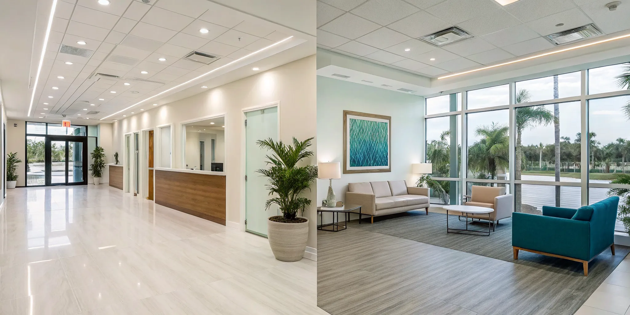 A modern, welcoming lobby at one of the best gut health clinics in Tampa Bay.