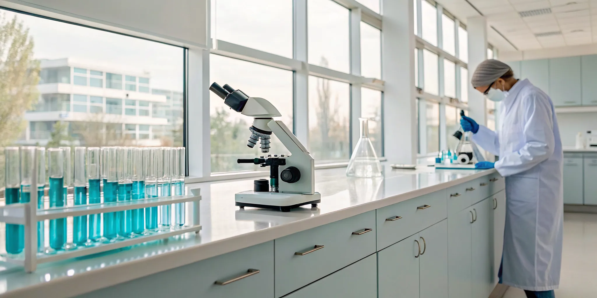 Advanced stool analysis being performed with a microscope in a Tampa lab.