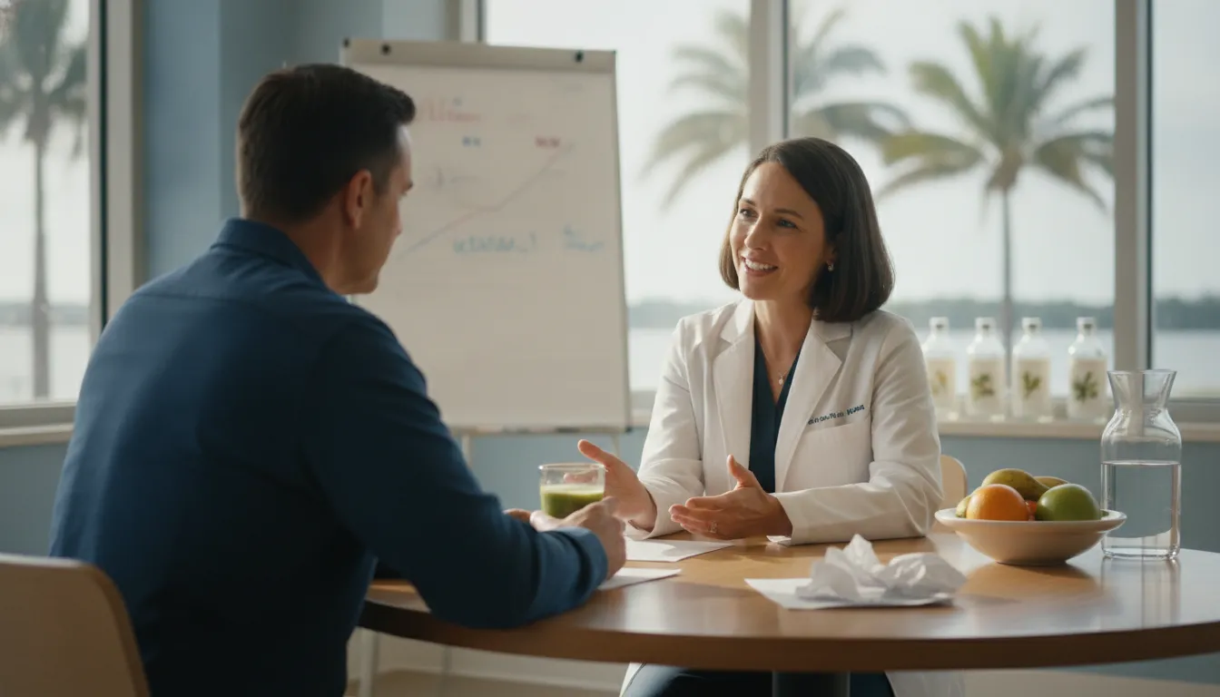 Clinician discussing personalized micronutrient testing with an adult patient in Tampa Bay