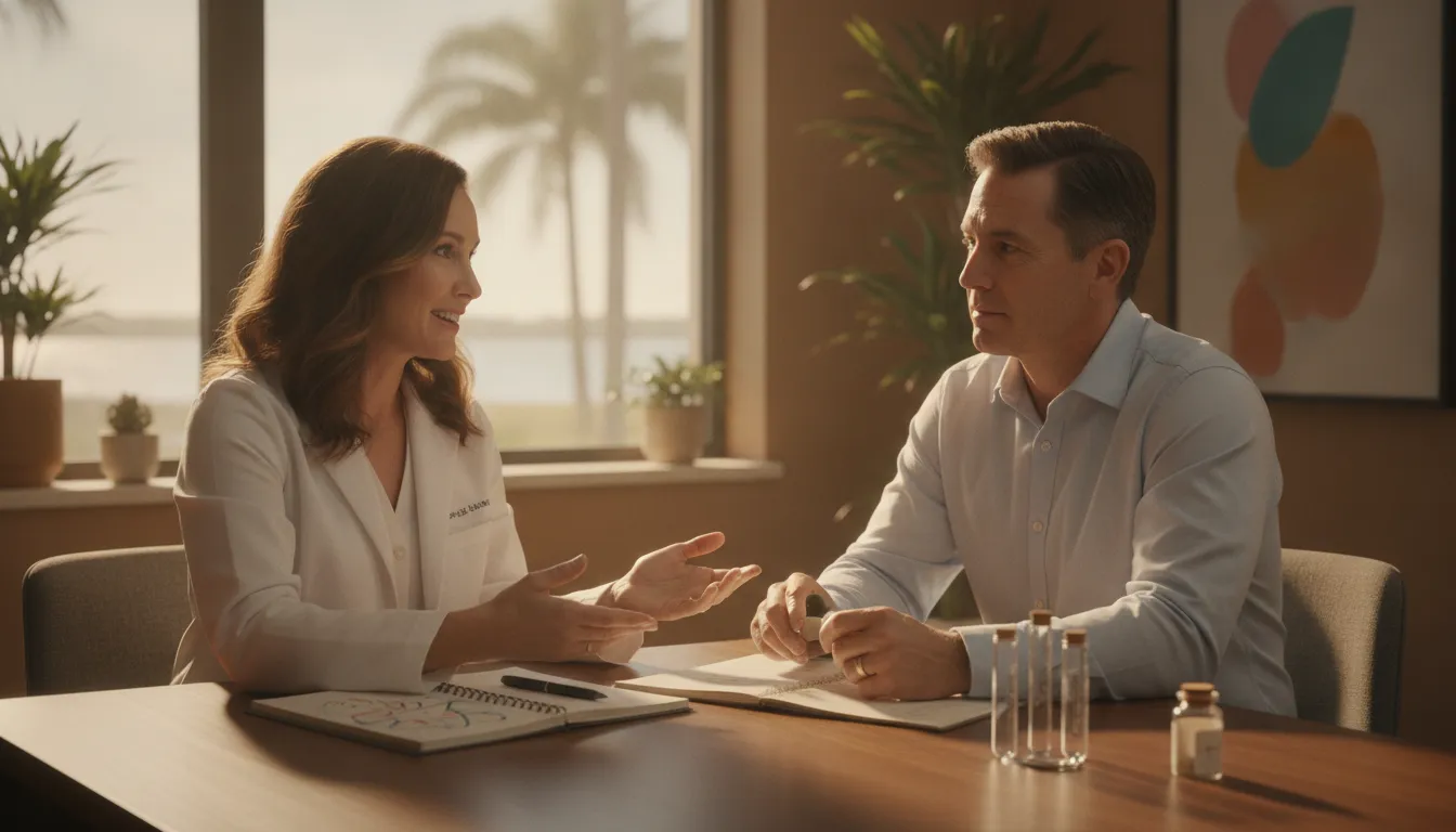 Clinician and patient discussing a personalized functional medicine plan in Tampa