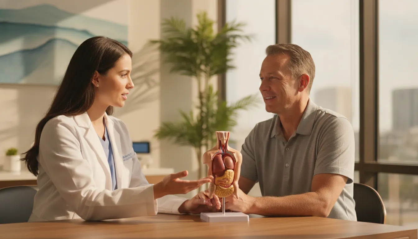Clinician discussing hormone therapy with a patient in Tampa