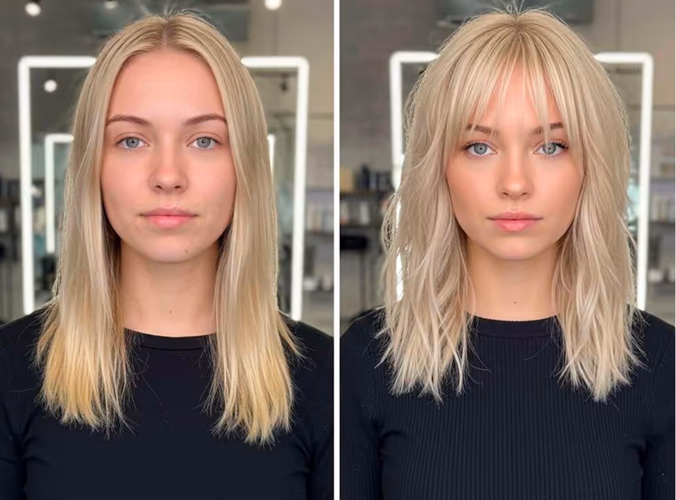 Vorher-Nachher Transformation mit blondem Bob Haarschnitt