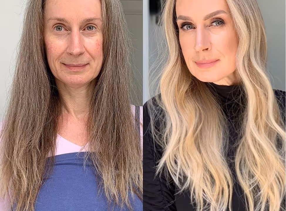 Frisurenbeispiele mit unterschiedlichen Blondnuancen