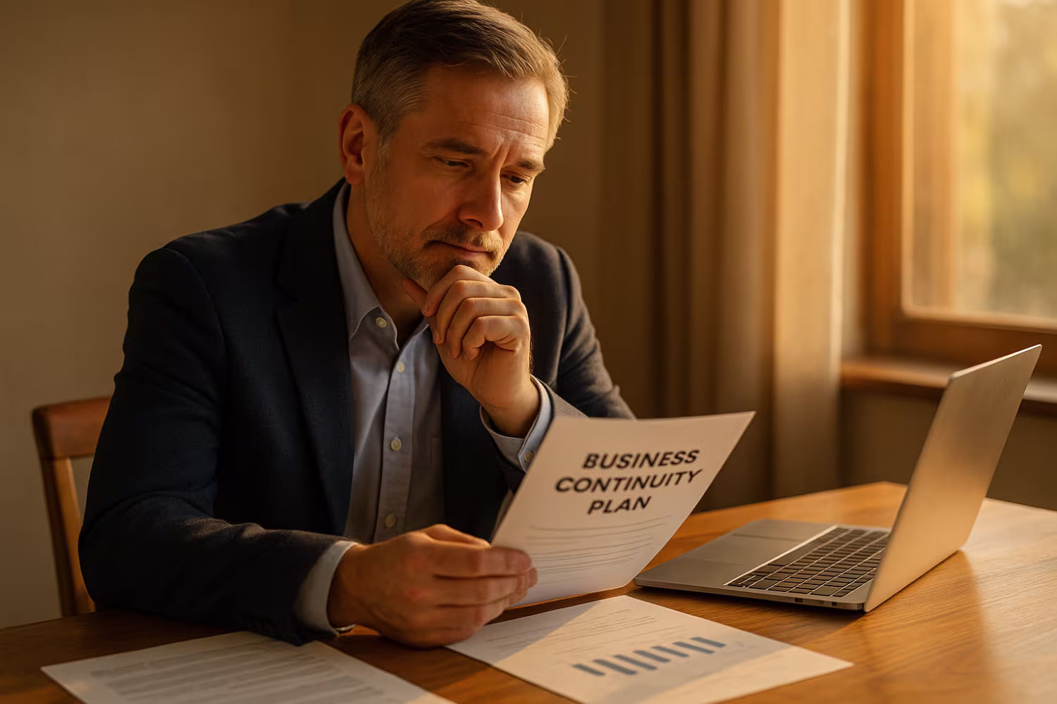 Executive reviewing business continuity plan