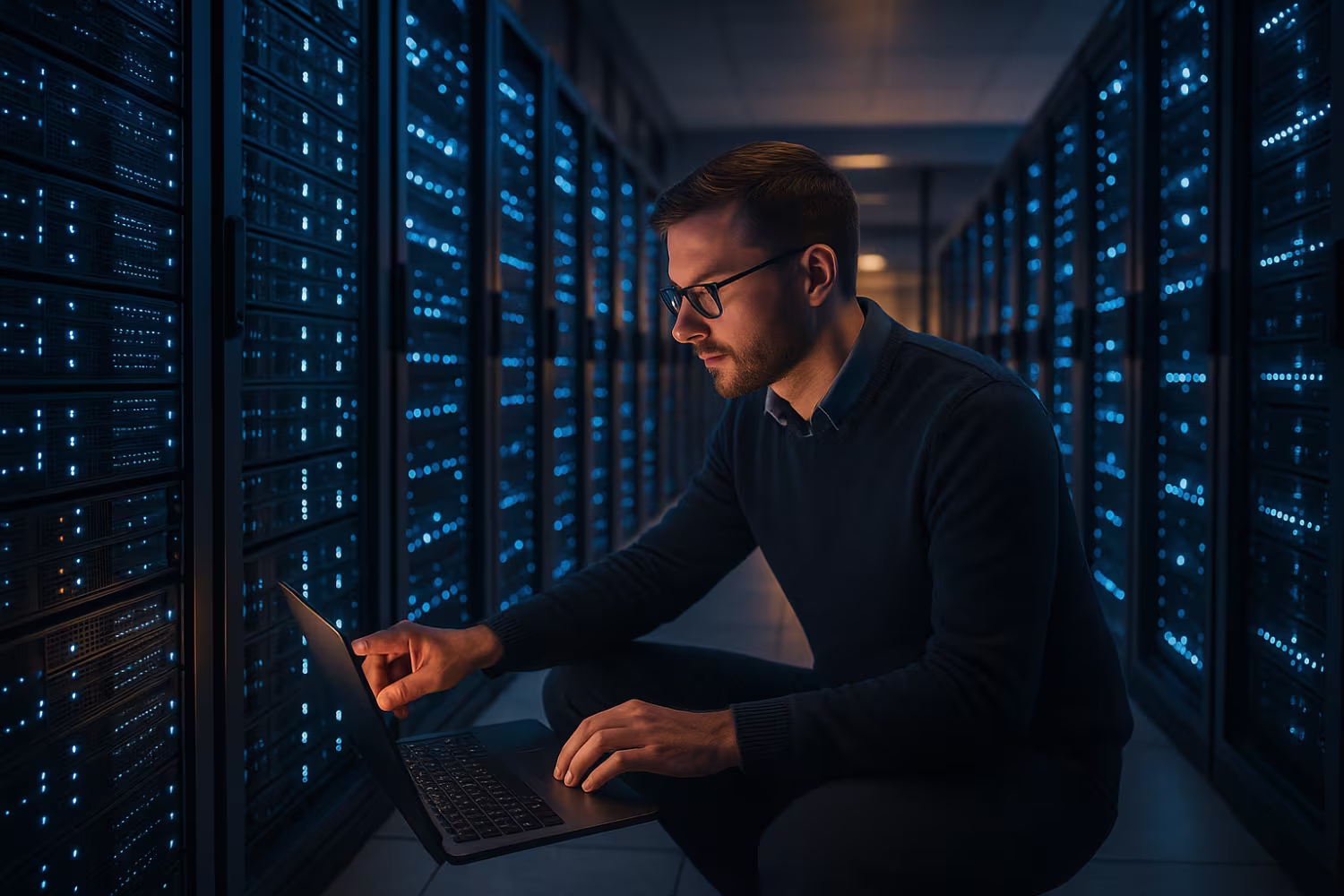 IT Technician maintaining server infrastructure