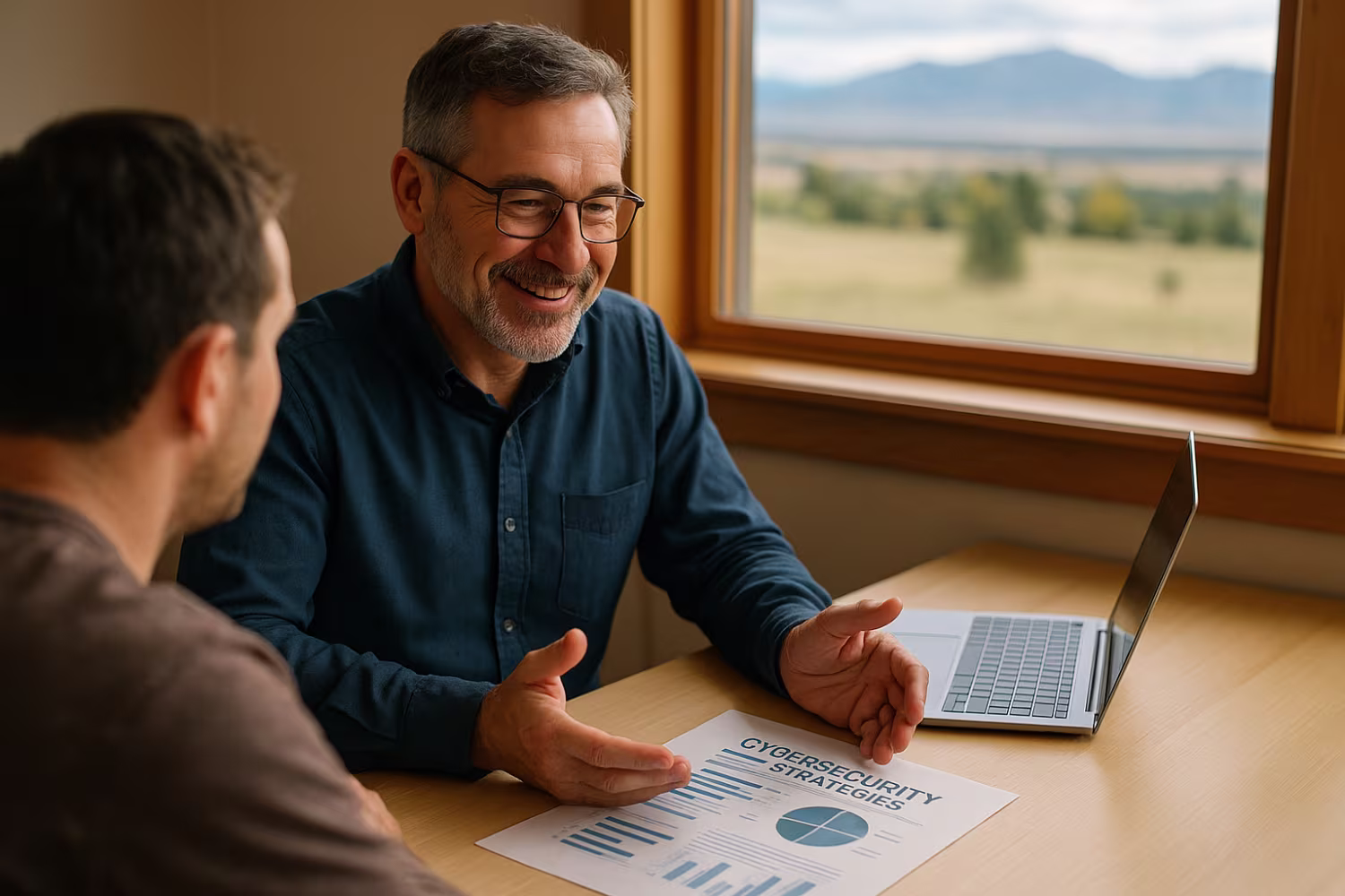 IT Consultant Discussing Business Cybersecurity Solutions